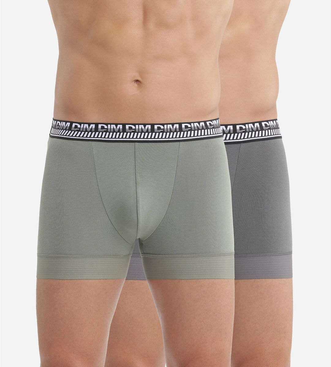 Dim Lote de 2 boxers, 3D Flex Stay&Fit   Cinzento + Verde