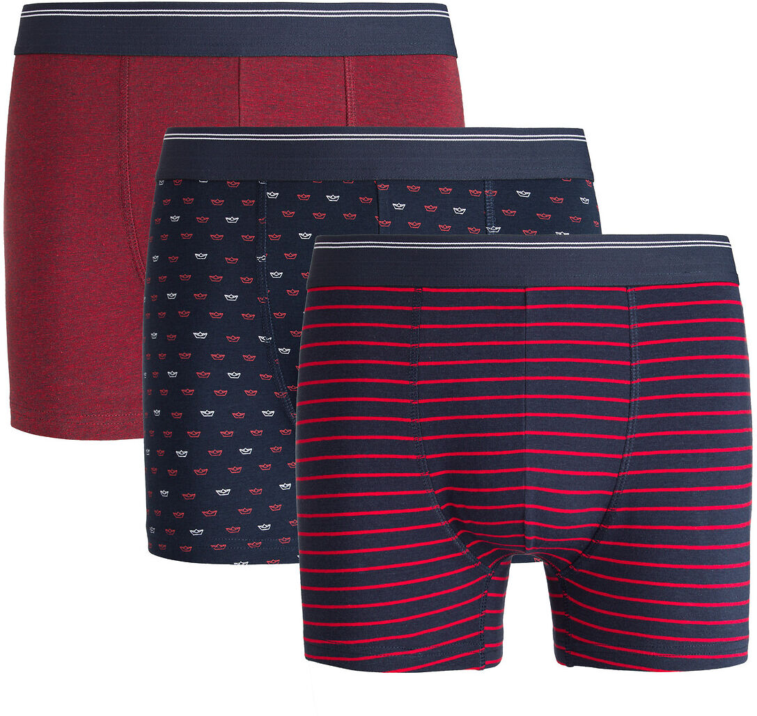 La Redoute Collections Lote de 3 boxers em algodão bio   marinho + vermelho