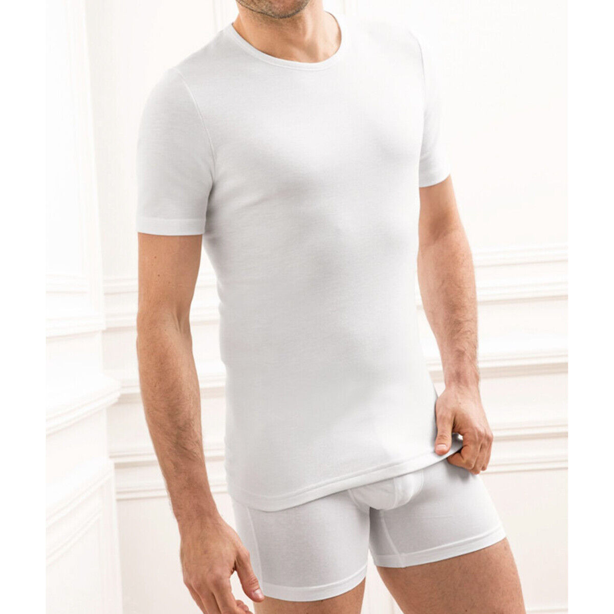 Damart T-shirt de mangas curtas, em malha interlock, grau 3   Branco