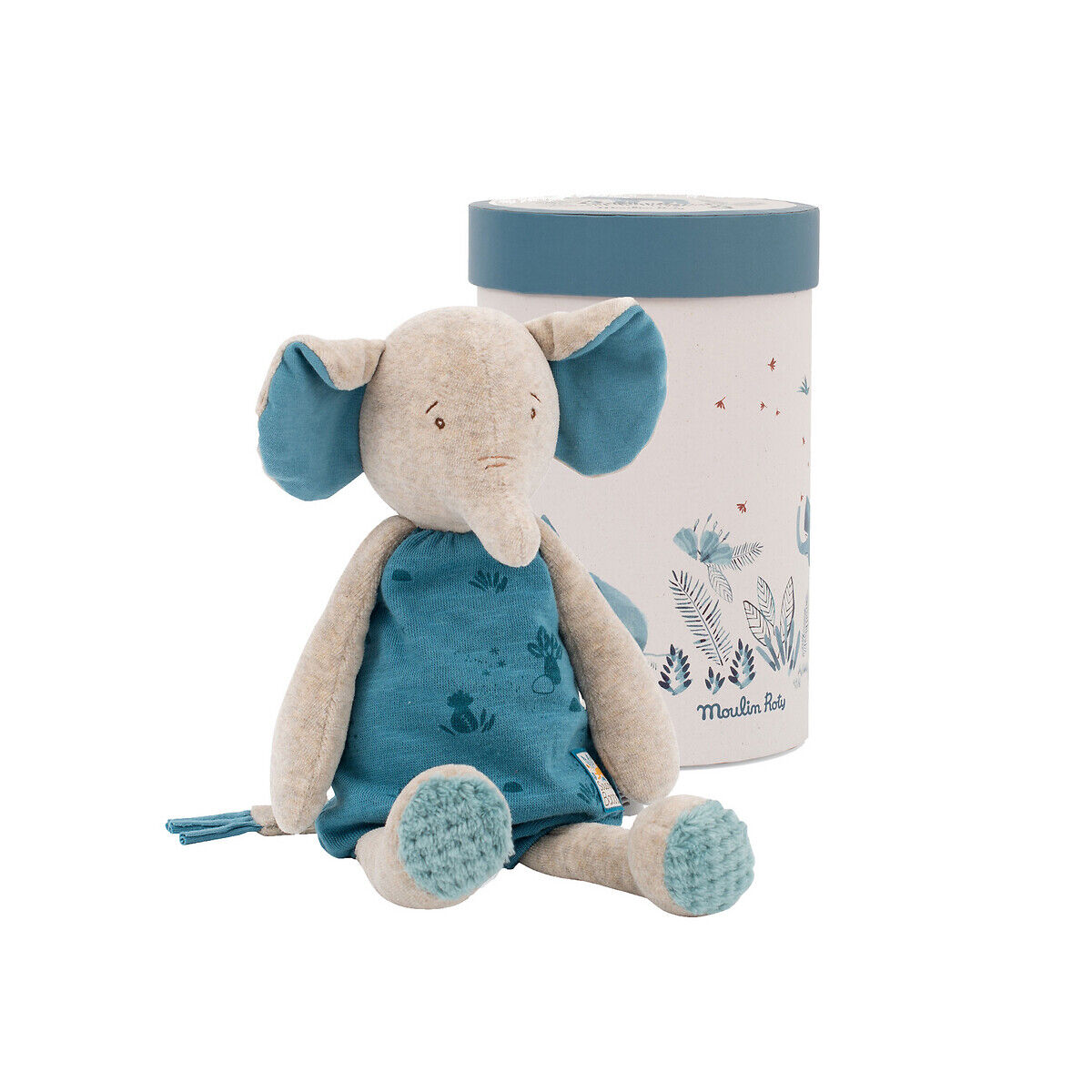 Moulin Roty Boneco Bergamote, o elefante "Sous mon baobab"   azul