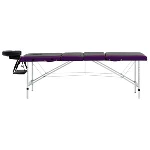 vidaXL Masă pliabilă de masaj, 4 zone, aluminiu, negru și violet