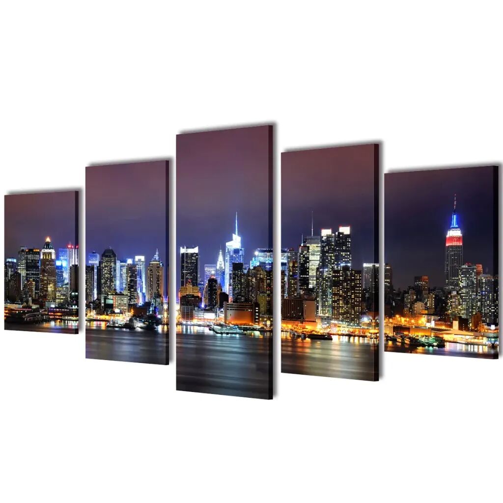 vidaXL Set tablouri pânză imprimate color, panoramă New York 100 x 50 cm