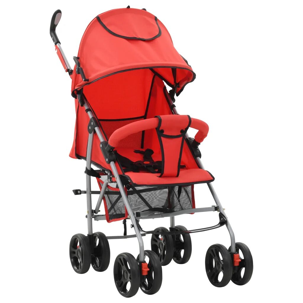 vidaXL Landou/cărucior pliabil copii 2-în-1, roșu, oțel