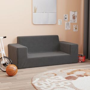 vidaXL Canapea pentru copii cu 2 locuri, antracit, pluș moale