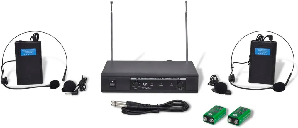 vidaXL Receptor cu 2 căști wireless VHF