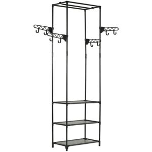 vidaXL Palton Rack Oțel și Țesătură Nețesută 55x28.5x175 cm Negru