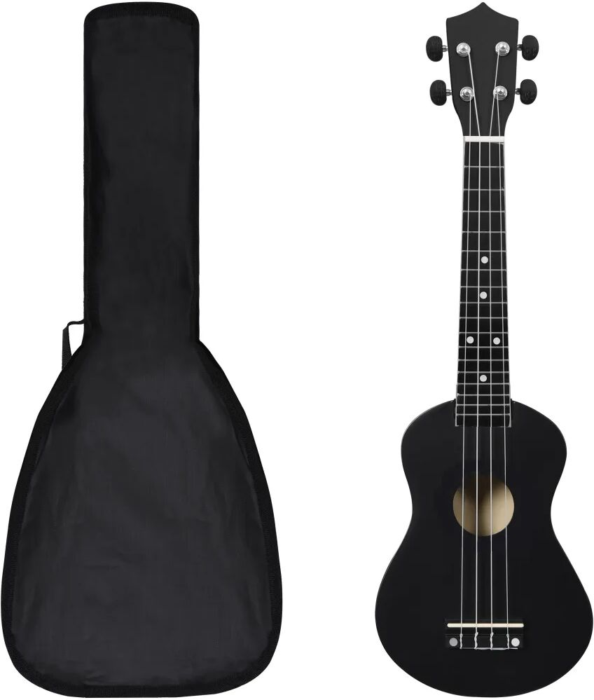 vidaXL Set ukulele Soprano pentru copii, cu husă, negru, 23