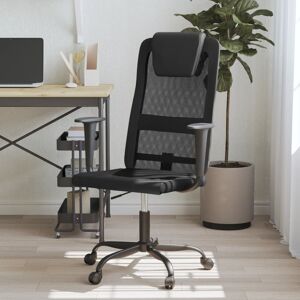 vidaXL Scaun de birou, negru, plasă textilă și piele ecologică