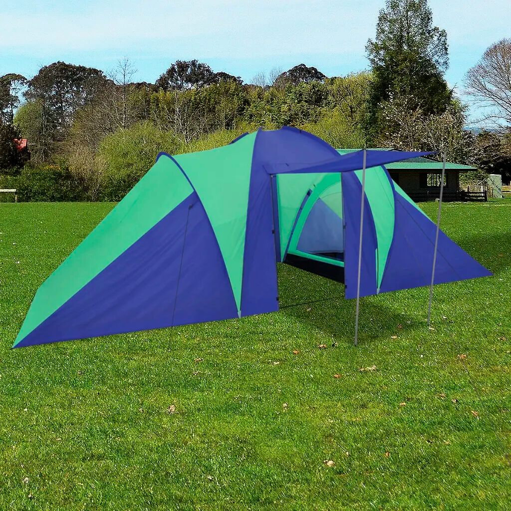 vidaXL Cort camping 6 persoane, Bleumarin/Verde