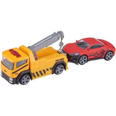 Camion de tractare cu masinuta Teamsterz, Galben Camion de tractare cu masinuta Teamsterz, Galben