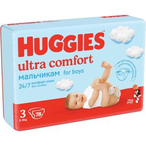 Huggies Scutece pentru baieti Ultra Comfort Nr.3 pentru 5-9 kg, 78 bucati, Huggies