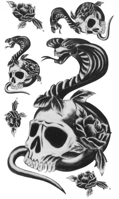 Tatuaj Temporar Skull And Snake 17x10cm
