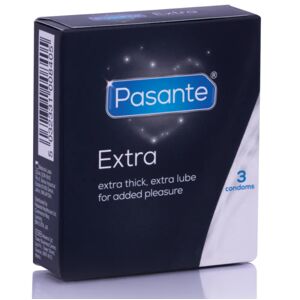 Prezervative groase PASANTE EXTRA THICK, cu lubrifiant suplimentar, 1 cutie x 3 buc