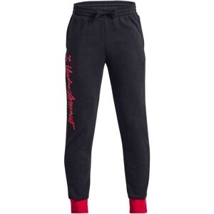 Under Armour RIVAL FLEECE SCRIPT JGRS Pantaloni de trening pentru băieți, negru, mărime L Under Armour RIVAL FLEECE SCRIPT JGRS Pantaloni de trening pentru băieți, negru, mărime L