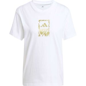 adidas TECH METALLIC TEE Tricou pentru femei, alb, mărime adidas TECH METALLIC TEE Tricou pentru femei, alb, mărime