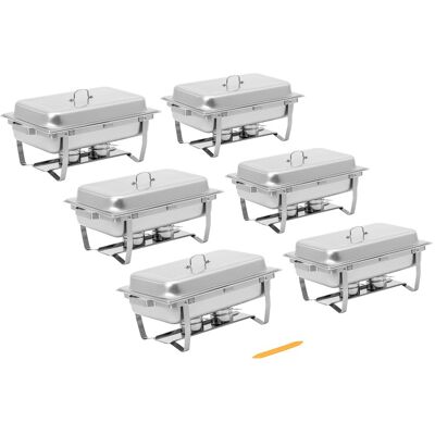 Chafing Dish - set de 6 - GN 1/1 - 4 x 7,5 l - 6 containere de combustibil - Royal Catering RCCD-6SET9 Chafing Dish - set de 6 - GN 1/1 - 4 x 7,5 l - 6 containere de combustibil - Royal Catering RCCD-6SET9