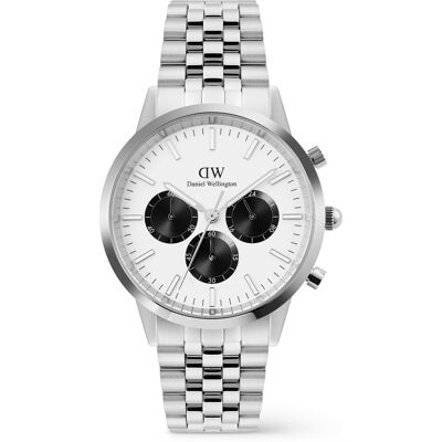 Daniel Wellington Iconic 42 Chronograph Arch 5-Link Off-White Panda Silver DW00100872 Daniel Wellington Iconic 42 Chronograph Arch 5-Link Off-White Panda Silver DW00100872