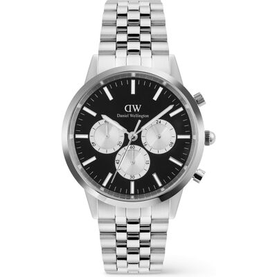 Daniel Wellington Iconic 42 Chronograph Arch 5-Link Onyx Panda Silver DW00100873 Daniel Wellington Iconic 42 Chronograph Arch 5-Link Onyx Panda Silver DW00100873