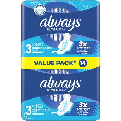 Always Absorbante igienice Ultra Day Super Extra Duo 14 bucăți Always Absorbante igienice Ultra Day Super Extra Duo 14 bucăți