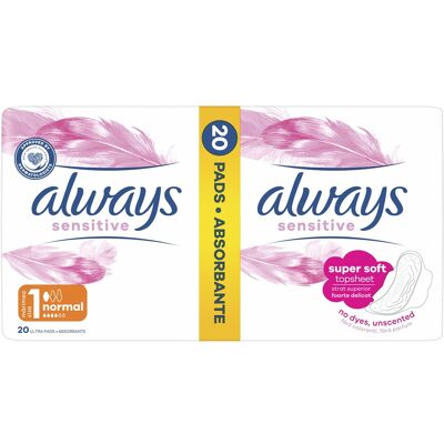 Always Absorbante igienice Ultra Sensitive Normal Duo – 20 bucăți Always Absorbante igienice Ultra Sensitive Normal Duo – 20 bucăți
