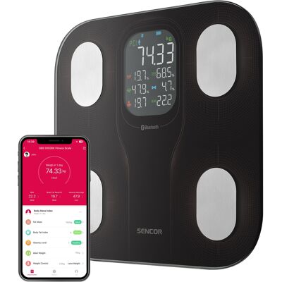 SENCOR SBS 9002BK Bluetooth fitness mérleg - Teste corporal SENCOR SBS 9002BK Bluetooth fitness mérleg - Teste corporal