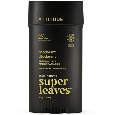 Attitude Deodorant natural pentru bărbați Super Leaves Amber & Citrus (Deodorant) 75 g Attitude Deodorant natural pentru bărbați Super Leaves Amber & Citrus (Deodorant) 75 g