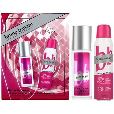 Bruno Banani Pure Woman - deodorant cu pulverizator 75 ml + antiperspirant 150 ml Bruno Banani Pure Woman - deodorant cu pulverizator 75 ml + antiperspirant 150 ml