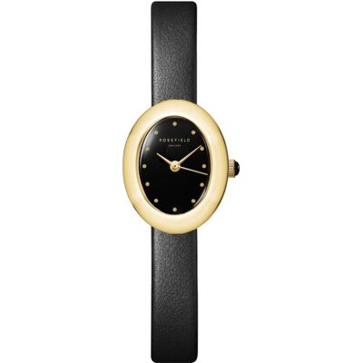 Rosefield Ovale Black Matte Black Leather Gold OVBGLG-OV18 Rosefield Ovale Black Matte Black Leather Gold OVBGLG-OV18
