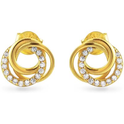 AGAIN Jewelry Cercei eleganți placați cu aur cu zirconii cubici AJNS0069 AGAIN Jewelry Cercei eleganți placați cu aur cu zirconii cubici AJNS0069