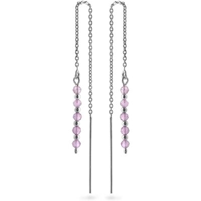 AGAIN Jewelry Cercei lungi cu lănțișor din argint cu ametist AJKNS004 AGAIN Jewelry Cercei lungi cu lănțișor din argint cu ametist AJKNS004