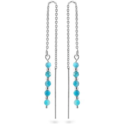AGAIN Jewelry Cercei lungi cu lănțișor din argint cu apatit AJKNS001 AGAIN Jewelry Cercei lungi cu lănțișor din argint cu apatit AJKNS001