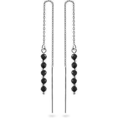 AGAIN Jewelry Cercei cu lănțișor din argint cu spinel negru AJKNS008 AGAIN Jewelry Cercei cu lănțișor din argint cu spinel negru AJKNS008