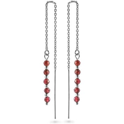 AGAIN Jewelry Cercei lungi cu lănțișor din argint decorați cu granat AJKNS005 AGAIN Jewelry Cercei lungi cu lănțișor din argint decorați cu granat AJKNS005