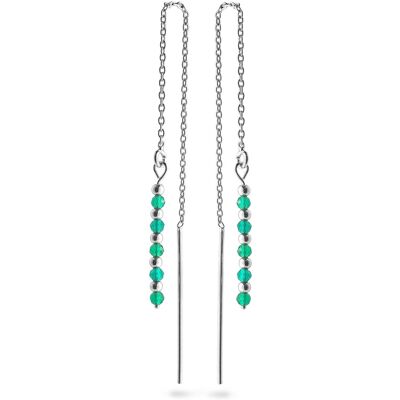 AGAIN Jewelry Cercei cu lănțișor din argint cu smarald AJKNS002 AGAIN Jewelry Cercei cu lănțișor din argint cu smarald AJKNS002