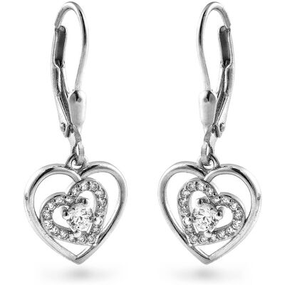 AGAIN Jewelry Cercei lungi în formă de inimă cu zirconii cubici AJNS0067 AGAIN Jewelry Cercei lungi în formă de inimă cu zirconii cubici AJNS0067