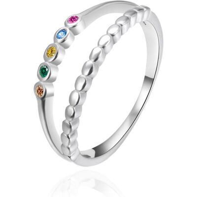 Agato Inel dublu din argint cu zirconii colorate AGT-R48C 58 mm Agato Inel dublu din argint cu zirconii colorate AGT-R48C 58 mm