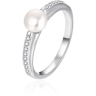 Agato Inel elegant din argint cu perla autentică AGT-R08W 60 mm Agato Inel elegant din argint cu perla autentică AGT-R08W 60 mm