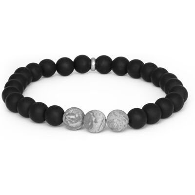 Agato Brățară din perle de onix și jasp MINK138/21 Agato Brățară din perle de onix și jasp MINK138/21
