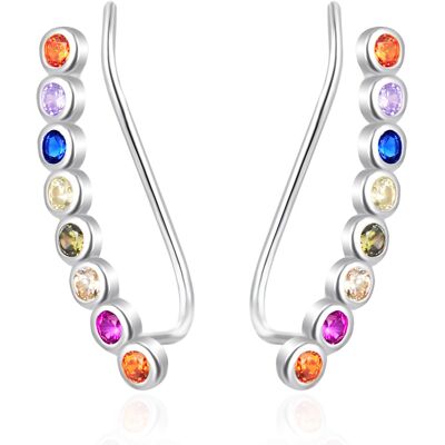 Agato Cercei lungi din argint cu pietre de zircon colorate AGT-E027VC Agato Cercei lungi din argint cu pietre de zircon colorate AGT-E027VC