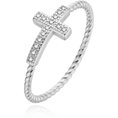 Agato Inel din argint elegant, cu zirconii, model Cruce AGT-R71W 58 mm Agato Inel din argint elegant, cu zirconii, model Cruce AGT-R71W 58 mm