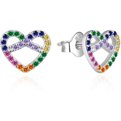 Agato Cercei din argint în formă de inimioară cu zirconii colorate AGT-E173PC Agato Cercei din argint în formă de inimioară cu zirconii colorate AGT-E173PC