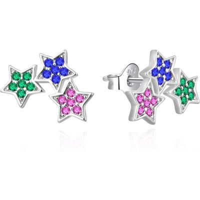 Agato Cercei din argint în formă de steluță cu zirconii colorate AGT-E166PC Agato Cercei din argint în formă de steluță cu zirconii colorate AGT-E166PC