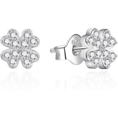 Agato Cercei din argint cu zircon Trifoi AGT-E098PW Agato Cercei din argint cu zircon Trifoi AGT-E098PW