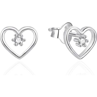 Agato Cercei inimioare de argint cu zircon AGT-E100PW Agato Cercei inimioare de argint cu zircon AGT-E100PW