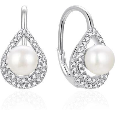 Agato Cercei din argint cu perle și zircon AGT-E092LW-P Agato Cercei din argint cu perle și zircon AGT-E092LW-P