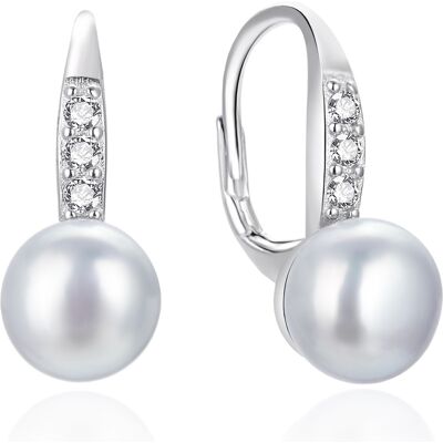 Agato Cercei din argint cu perle și zircon AGT-E093LW-P Agato Cercei din argint cu perle și zircon AGT-E093LW-P