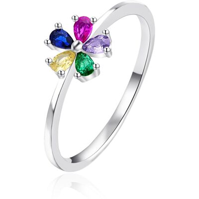 Agato Inel din argint Floare cu zircon colorat AGT-R32C 52 mm Agato Inel din argint Floare cu zircon colorat AGT-R32C 52 mm