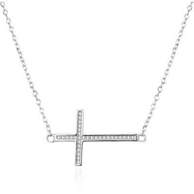 Agato Colier din argint Cruce cu pietre de zircon AGS1541/47 Agato Colier din argint Cruce cu pietre de zircon AGS1541/47