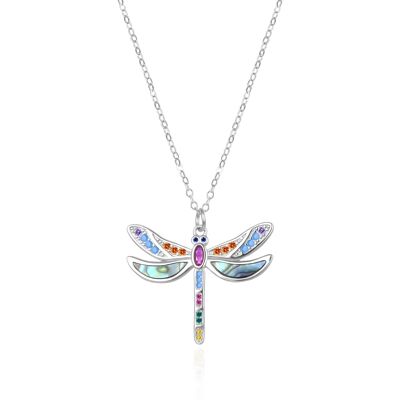 Agato Colier din argint Libelulă cu zircon colorat AGT-N040C (lanț, pandantiv) Agato Colier din argint Libelulă cu zircon colorat AGT-N040C (lanț, pandantiv)