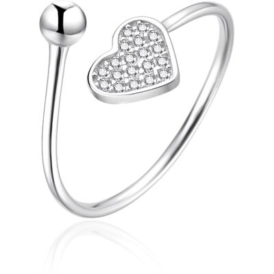 Agato Inel deschis din argint cu inimioară AGT-R36W 62 mm Agato Inel deschis din argint cu inimioară AGT-R36W 62 mm